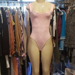Free People "Send Love" Seamless Pink Flowered Bodysuit NWT M/L